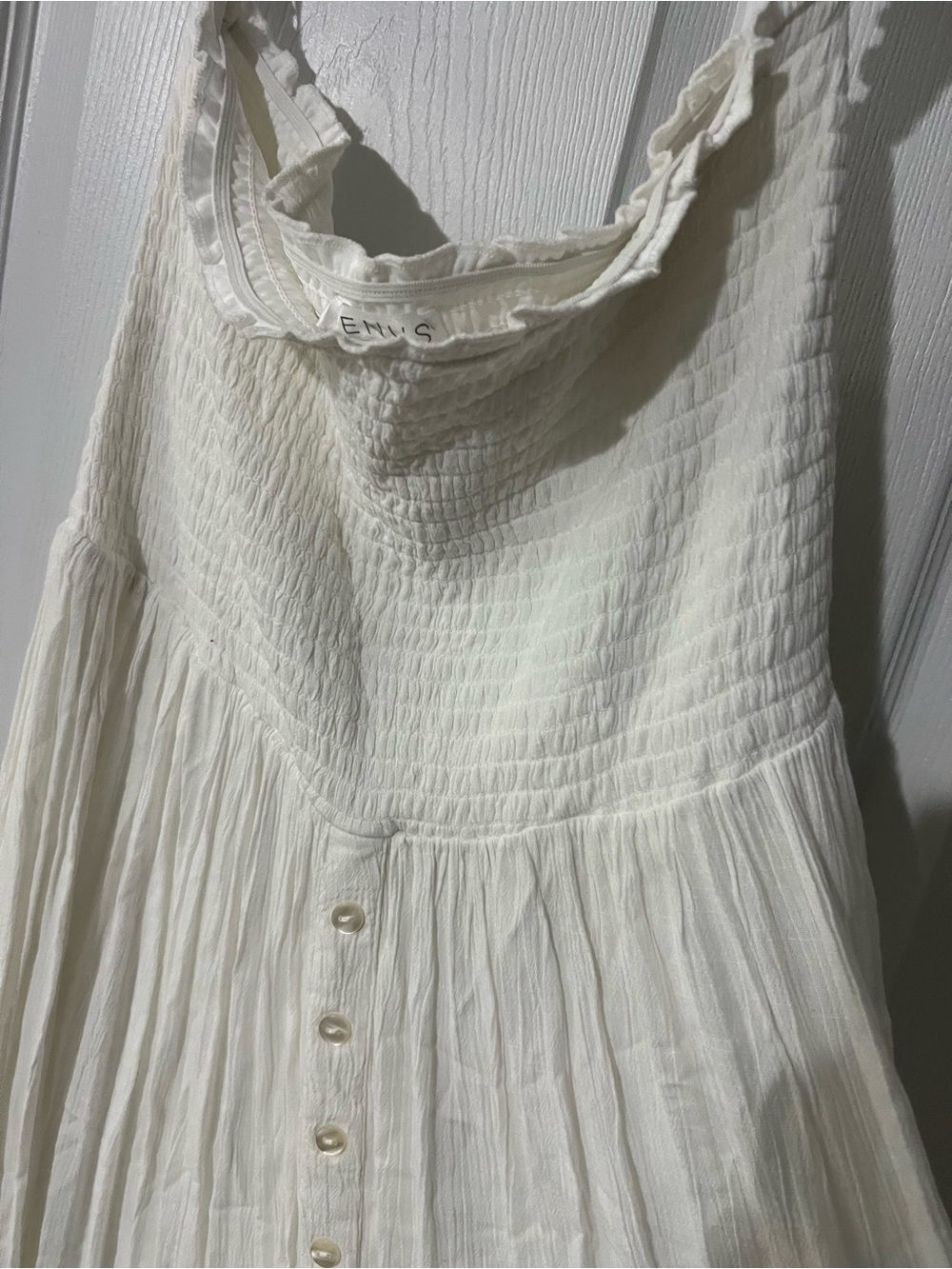VENUS White Button-Front Ruffle-Strap Maxi Dress - Picture 7 of 7